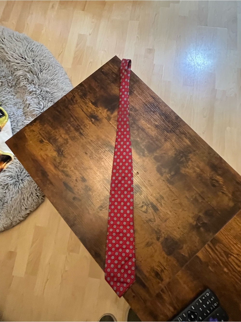 Dior Red Silk Geometric Medallion Tie